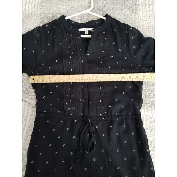 ALFRED  SUNG  Sheer Sleeves Small dot patterned pleated top waist tie dress XS - Picture 8 of 10